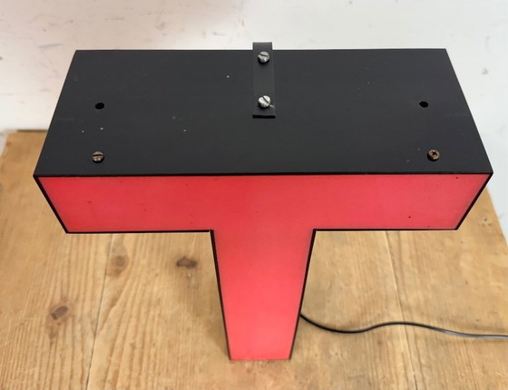 Image 1 of Vintage Red Illuminated Letter T , 1970s