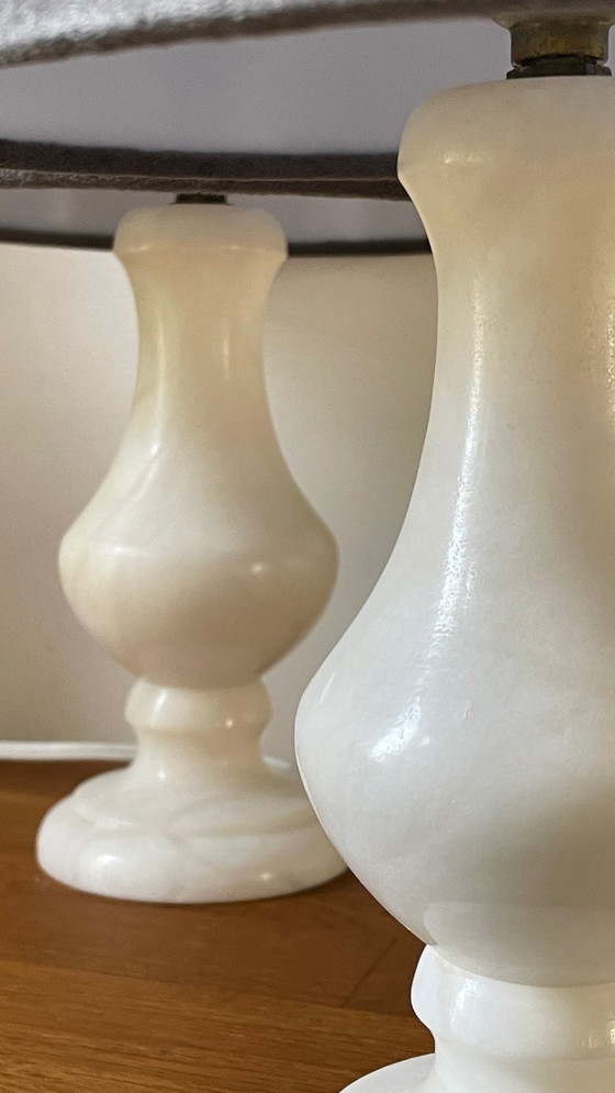 Image 1 of Pair of Vintage Alabaster Lamps