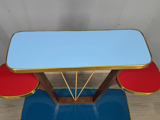 Image 1 of Vintage Formica Mid-Century Plantentafel met Space Age vibes