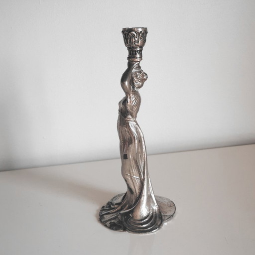 ANTIKE JUGENDSTILKERZE AUS SILBER