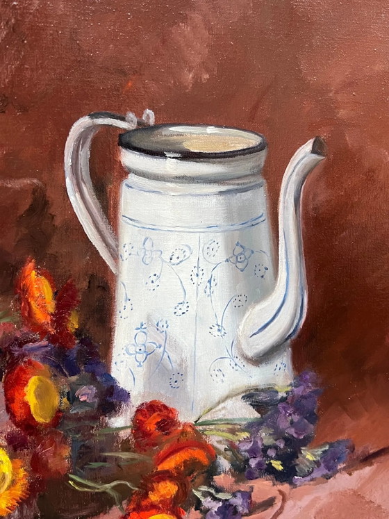 Painting, still life with flowers and fruits. – Paintings & Drawings, Canvas (photo 4 of 7)