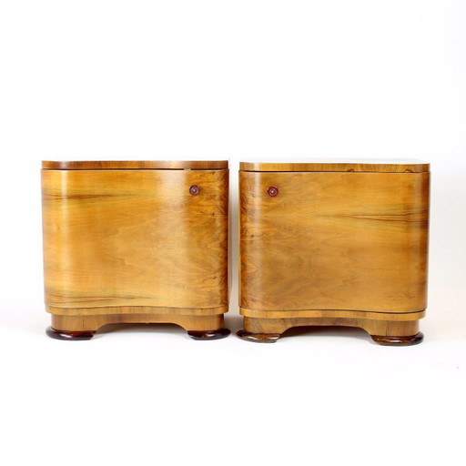 Art Deco nachtkastjes van Jindřich Halabala voor Up Závody, jaren dertig