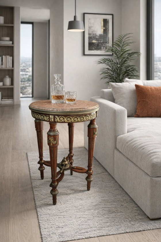 Image 1 of Neoclassical Guéridon in Mahogany and Red Marble, Late 19th Century