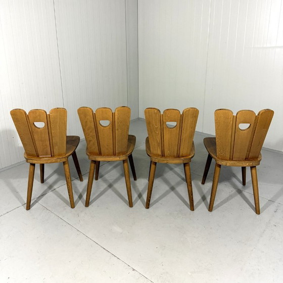 Image 1 of Set of 4 Brutalist farmhouse dining chairs 1950s