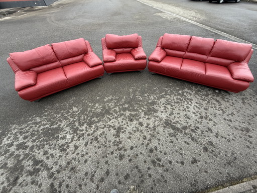 Genuine leather sofa 3-seater, 2-seater and armchair Minaslya