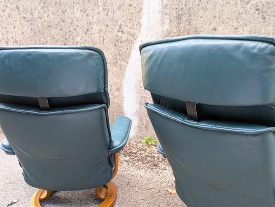 Image 1 of Stressless leren fauteuils van Ekornes, Noorwegen, 1980, set van 2