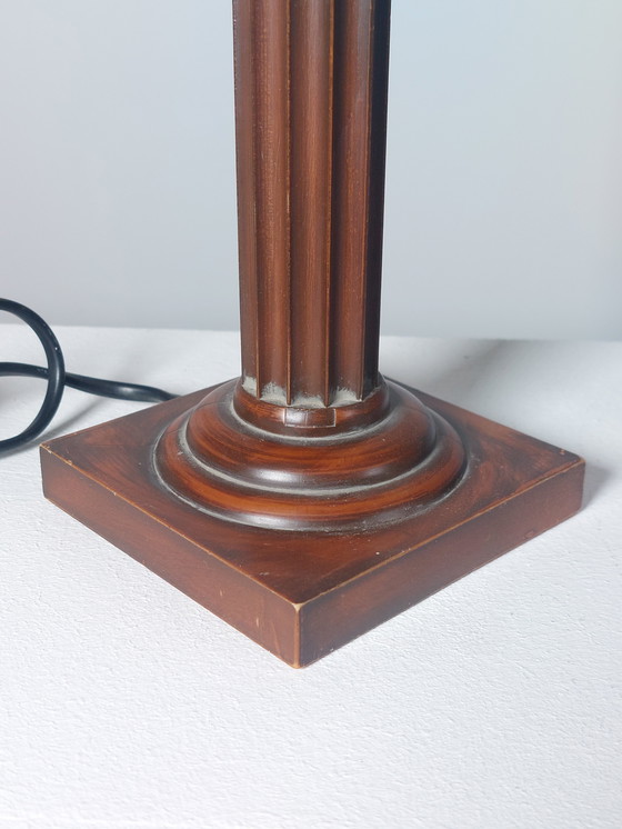 Image 1 of Lampada da tavolo vintage, lampada da comodino, decorazione a colonna, paralume plissettato in plastica