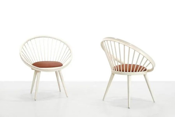 White Yngve Ekström Cirkle chair with leather cushion – Swedese, Dining chairs, Wood, Scandinavian (photo 5 of 8)