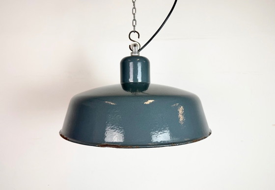 Image 1 of Industriële hanglamp van grijs emaille van Siemens, jaren 30