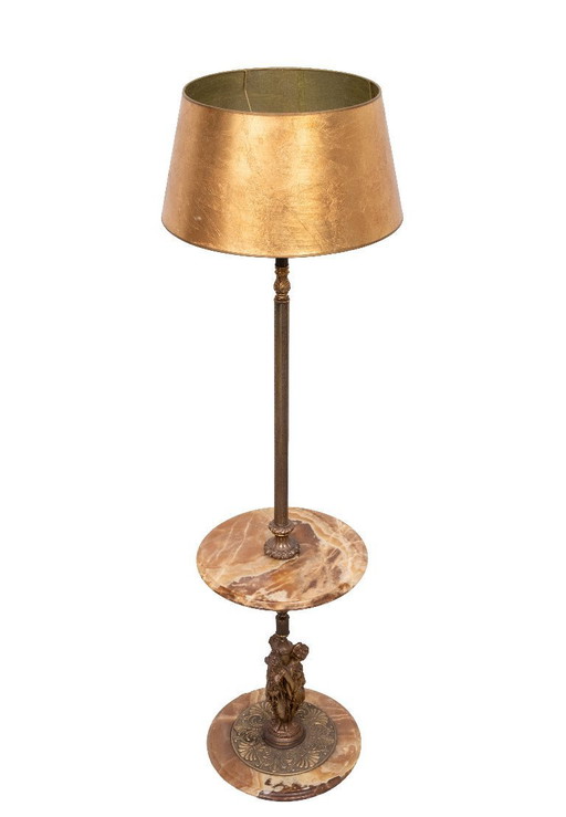 Deknudt Onyx Floor lamp side Table 1970s Belgium