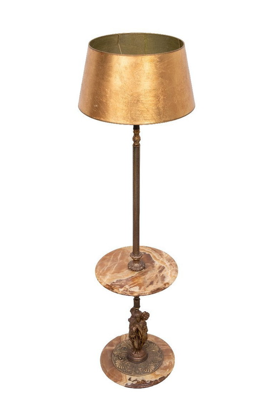 Image 1 of Deknudt Onyx Floor lamp side Table 1970s Belgium