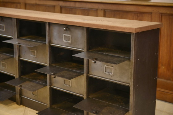 Image 1 of Strafor 6-column filing cabinet with oak top, 1950s