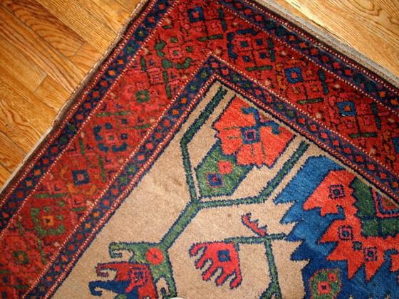 Image 1 of Handmade antique Persian Kurdish rug 4' x 6' (122cm x 183cm) 1900s -1B422