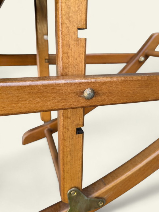 Image 1 of Poggiapiedi vintage degli anni '60 - poggiapiedi regolabile in altezza con rivestimento in tessuto verde chiaro