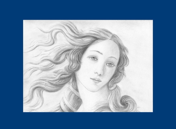 Image 1 of Original pastel drawing. Modern interpretation of Botticelli's Venus. Birth of Venus. New.
