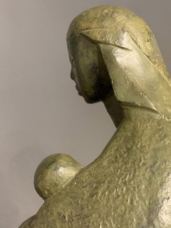 Paul Baeke, Femme et Enfant Maternité Moderniste Art Déco, 1958, Béton – Sculptures, Stone, Art Deco (photo 4 of 10)