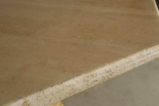 Image 1 of Tavolo da pranzo ottagonale in travertino, Italia anni '70