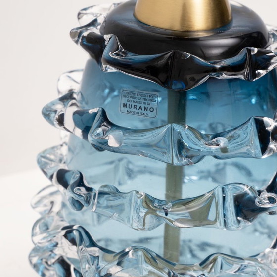 Pair of Blue Rostrato Murano Glass Table Lamps (photo 5 of 6)