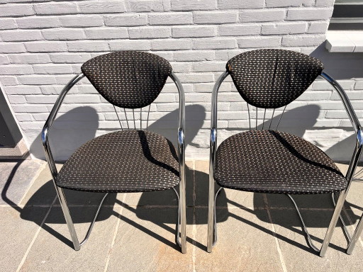 4 X Effezeta Chrome Dining Chair – eetkamerstoelen, Metal, Textile (photo 2 of 9)