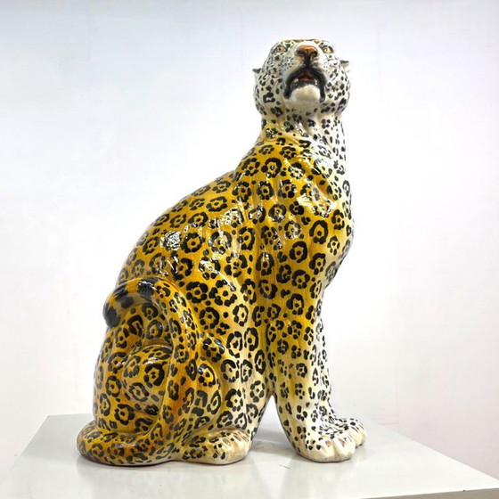 Image 1 of XXL Panther, Terrakotta, italienische Handwerkskunst der 50er/60er Jahre
