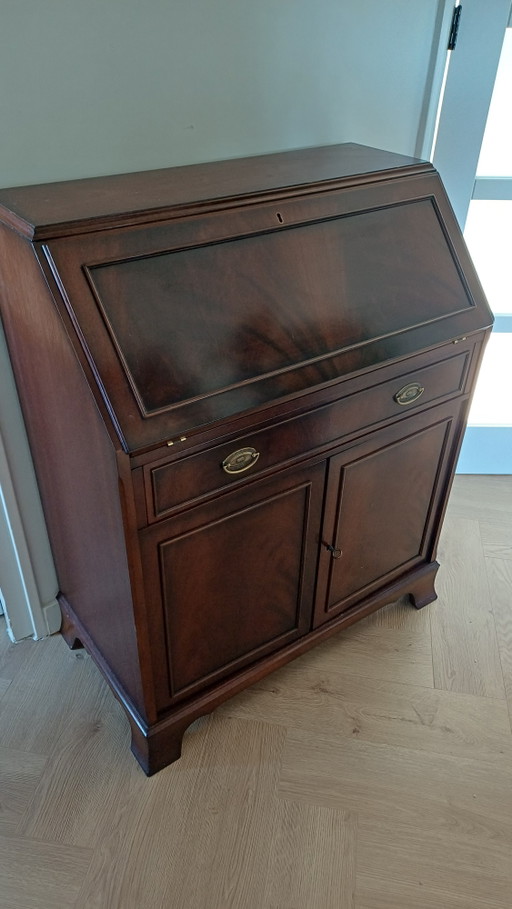 Bureau Met Groen Lederen Blad - Heldense – Leather, Wood