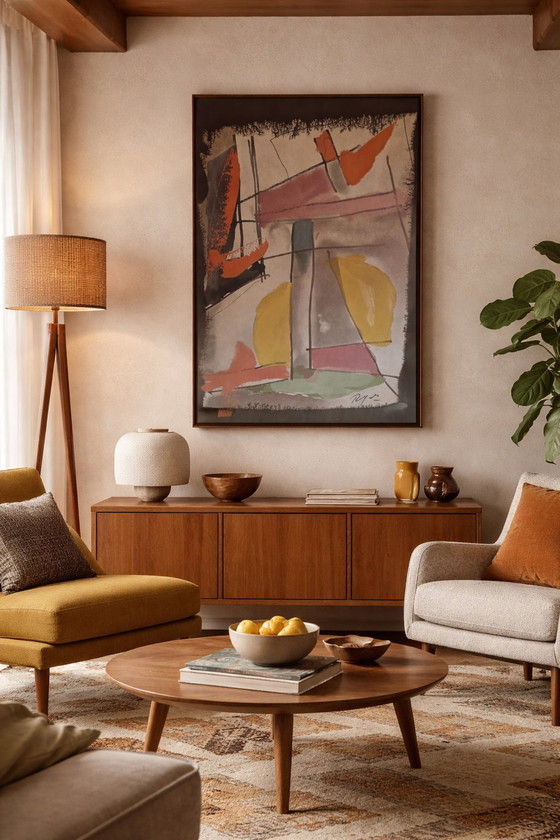 Image 1 of Serviette murale XL Robert Jacobsen, art du milieu du siècle, 210 x 130 cm