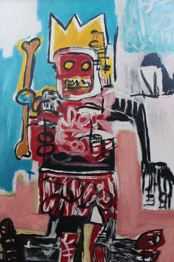 Image 1 of Modernistic Painting After Jean-Michel Basquiat, Circa 1970