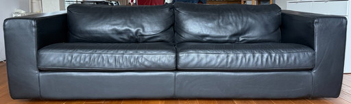 Topform 'Forma' black leather 3-seater maxi sofa from 2004