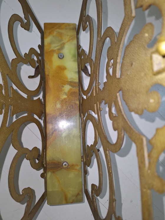 Image 1 of • Porte-revues style Hollywood Regency | Laiton et marbre onyx