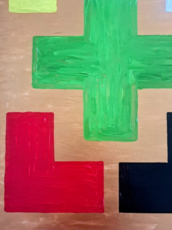 Image 1 of Enzo SAN MARCO - Essential Colors on a Gold Background - Artist's Painting