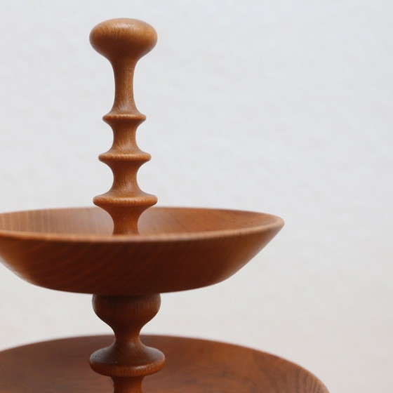 Image 1 of ❤️ Handmade wooden tiered serving tray, GDR Midcentury