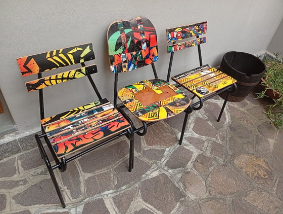 Three Unique Chairs - Skateboard & Recycled Design - Limited Edition Three Unique Pieces – Side chairs, Iron (photo 2 of 15)