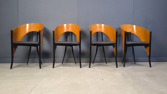Image 1 of Sillas de comedor españolas posmodernas, años 80 - juego de 4
