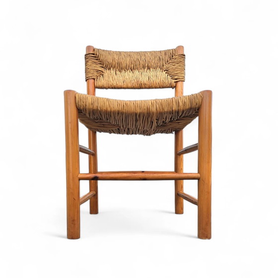 2 x pine wood woven reed dining chairs / France 1950s (photo 18 of 40)