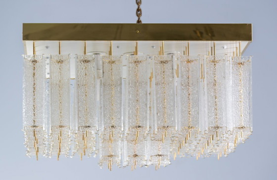 Image 1 of Lampada da soffitto Bohemian in vetro testurizzato e ottone, anni '60