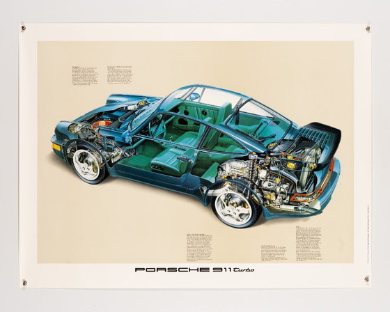 Image 1 of Porsche 911 Turbo – Originele vintage Porsche poster uit 1990 – Modern – 76x102 cm