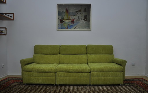 Green Corduroy Modular Sofa, 1970S, Set Of 3