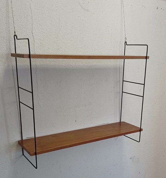 Wandregal aus den Fünfzigerjahren mit zwei Ablagen – Metal, Wood (photo 6 of 8)