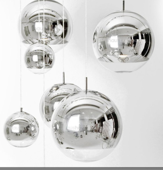 Image 1 of Set mit 5 Spiegelkugel-Pendelleuchten