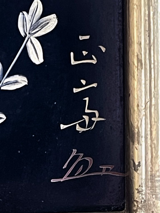 Image 1 of Inlaid Japanese lacquer painting – “Sekirei” bird – handcrafted, limited edition