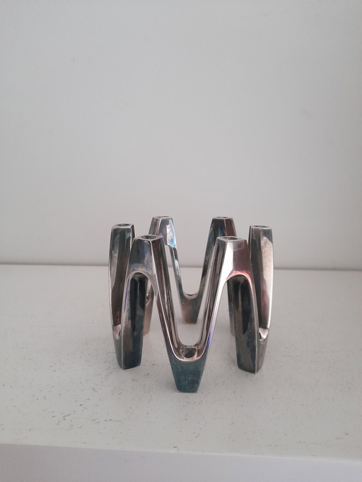 Bougeoir Crown Jens Quistgaard Métal Argenté 60s