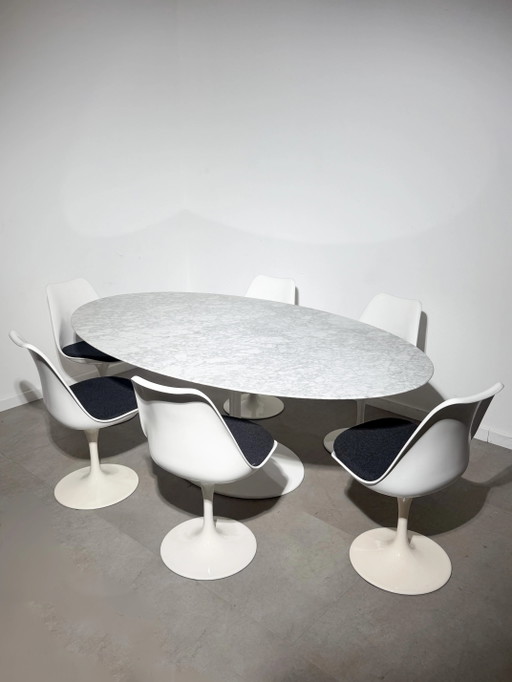 Rudi Bonzanini Tulip Eetset – Ovale Tafel & 6 Draaistoelen, Italië, Jaren 60/70
