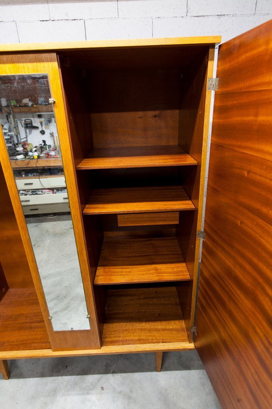 Image 1 of 1970s Scandinavian wardrobe with hanging space, shelf, mirror, 21x126cm, 2 doors