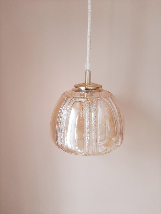 Vintage bubble hanglamp | Vintage bol amberkleur jaren 60