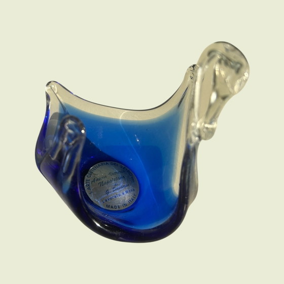Image 1 of Murano Swan - G. Savarese - Blue/Clear Glass - Italy - Handmade