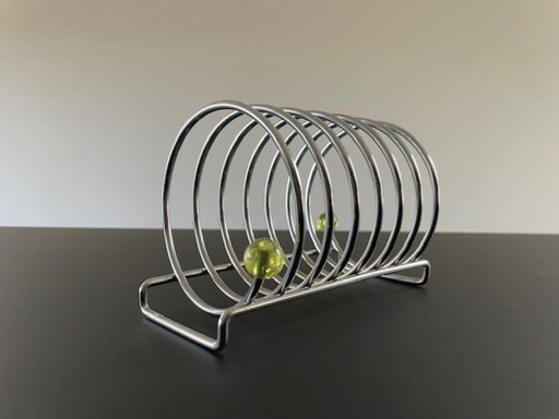 Porta toast cromato postmoderno vintage con dettagli al neon