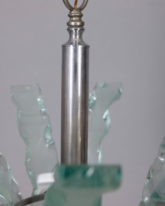 Image 1 of Lustre vintage en verre travaillé des années 70, design Zeroquattro