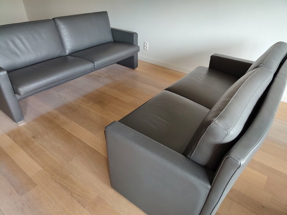 Image 1 of Leolux 3- en 2,5-zit in grijs kalfsleer
