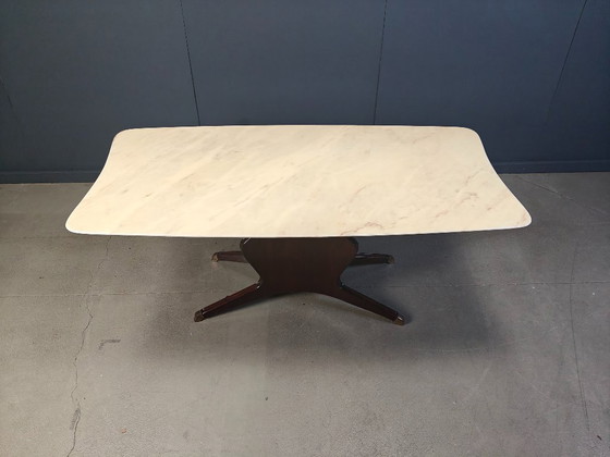 Image 1 of Tavolo da pranzo di metà secolo in palissandro e marmo di Osvaldo Borsani, 1950