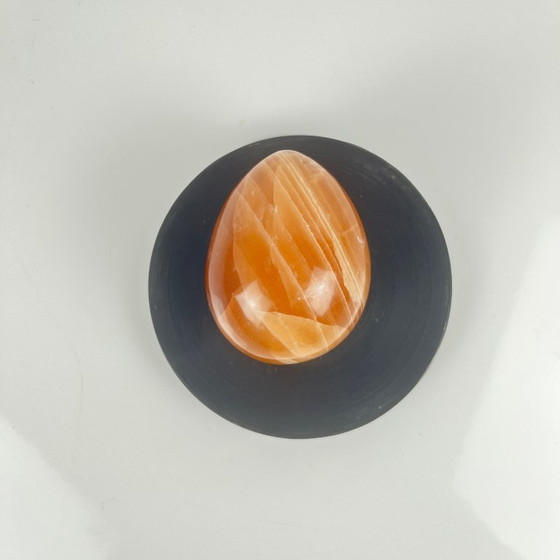 Image 1 of Set di uova decorative vintage in onice venato traslucido, anni '70.